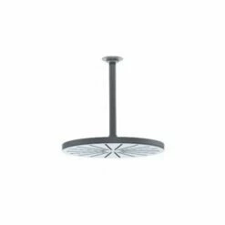 Vola 060A+100-40 Round Ceiling-Mount Showerhead With Arm And Rosette- 10-1/2" Length In Stainless Steel