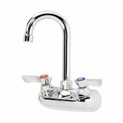 Krowne Metal 10-400L Silver 4" Wall Mount Faucet With 3-1/2" Wide Gooseneck Spout In Chrome Plated