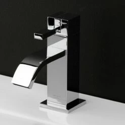 Lacava 1410-CR Kubista Deck-mount Single-hole Faucet Featuring Natural Water Flow With Pop-up. ADA Compliant. Water Flow Rate: 1 Gpm Pressure Compensating Regulator. In Polished Chrome