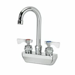 Krowne Metal 14-400L Royal 4" Wall Mount Faucet With 3-1/2" Wide Gooseneck Spout In Polished Chrome