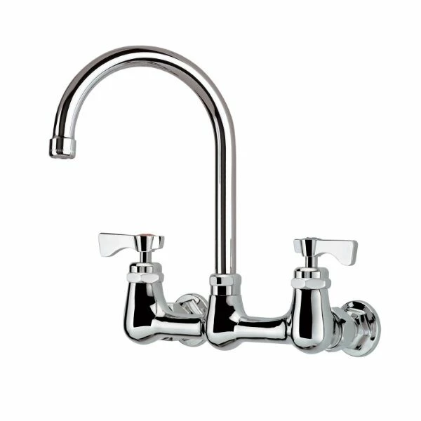 Krowne Metal 14-801L Royal 8" Wall Mount Faucet With 6" Wide Gooseneck Spout In Polished Chrome 3 Krowne Metal 14-801L Royal 8" Wall Mount Faucet With 6" Wide Gooseneck Spout In Polished Chrome