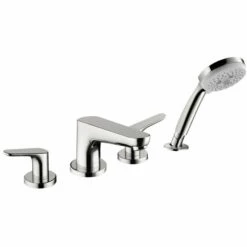 Hansgrohe 04766000 Focus 4-Hole Roman Tub Set Trim With 1.8 GPM Handshower In Chrome