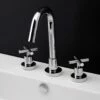 Lacava 1582-CR Cigno Deck-mount Three-hole Faucet With A Goose-neck Swiveling Spout, Two Cross Handles, And A Pop-up Drain. Water Flow Rate: 1 Gpm Pressure Compensating Aerator. In Polished Chrome -AF SUPPLY Sales Store 1582 CR