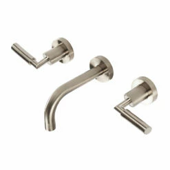 Lacava 1584L.1-PN Cigno Wall-Mount Three-Hole Faucet With Two Lever Handles, No Backplate In Polished Nickel