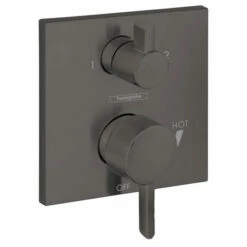 Hansgrohe 15862341 Ecostat Pressure Balance Trim Square With Diverter In Brushed Black Chrome