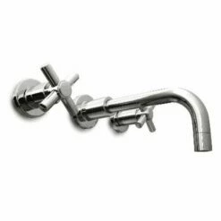 Harrington Brass Works 17-777T-17-026 Metro Cross Wall Mount Widespread Lavatory Faucet, Drain Not Included In Polished Chrome
