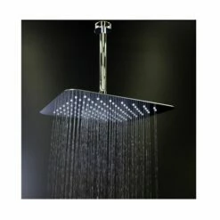 Lacava 1864-10 Eleganza 12" L X 12" H Ceilling Mount Tilting Square Rain Shower Head With Ultra Thin Edge And Flow Regulator 3.1 Gal/m, 112 Rubber Nozzle In Polished Stainless Steel (Arm And Flange Sold Separately)