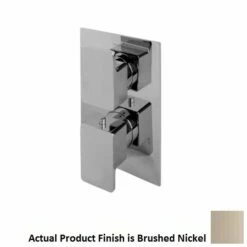 Lacava 18TH2.L.S-A-NI Eleganza 5 1/8" W X 7 1/4" H Trim Only Thermostatic Valve With 2 Way Diverter + OFF, GPM 8.5 (60PSI) With Rectangular Back Plate And 2 Stacked Lever Handles In Brushed Nickel