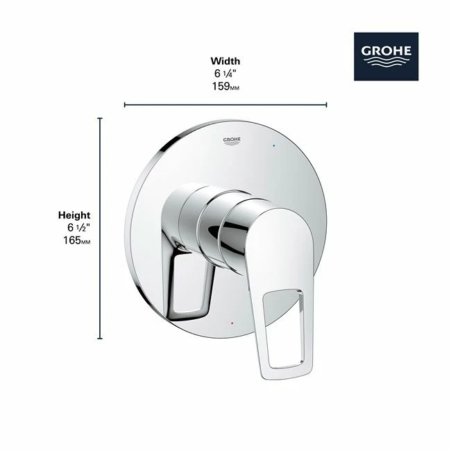 Grohe 19595001 Bauloop Pressure Balance Valve Trim With Cartridge In Starlight Chrome 10 Grohe 19595001 Bauloop Pressure Balance Valve Trim With Cartridge In Starlight Chrome - Image 8