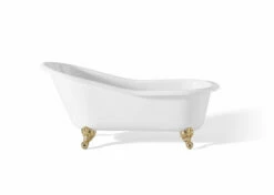 Cheviot 2108-WW-PB SLIPPER Cast Iron Bathtub With Continuous Rolled Rim
