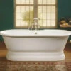 CHEVIOT 2138-WW-0 61 INCH REGAL CAST IRON BATHTUB WITH PEDESTAL BASE AND FLAT AREA FOR FAUCET HOLES IN WHITE