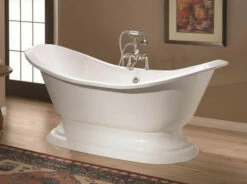 CHEVIOT 2151-WW-0 61 INCH REGENCY CAST IRON BATHTUB WITH PEDESTAL BASE IN WHITE