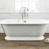 CHEVIOT 2162-WW-0 70 INCH SANDRINGHAM CAST IRON BATHTUB WITH PEDESTAL BASE AND FLAT AREA FOR FAUCET HOLES IN WHITE -AF SUPPLY Sales Store 2162 WW 0