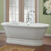 CHEVIOT 2164-WW-0 70 INCH CARLTON CAST IRON BATHTUB WITH PEDESTAL BASE AND FLAT AREA FOR FAUCET HOLES IN WHITE -AF SUPPLY Sales Store 2164 WW 0