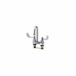 T&S Brass B-0892-M Deck Mount Rigid Gooseneck Aerator Medical Faucet With 4-Inch Wrist Action Handles
