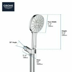 Grohe 26604000 Rainshower Smartactive Hand Shower Kit - 3 Sprays, 1.75 GPM In Starlight Chrome -AF SUPPLY Sales Store 26604000 6