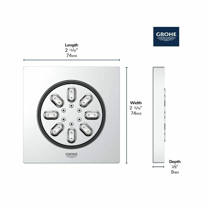 Grohe 26745000 Rainshower Aqua 0.9 GPM 2-Spray Square Body Jet Spray In StarLight Chrome 11 Grohe 26745000 Rainshower Aqua 0.9 GPM 2-Spray Square Body Jet Spray In StarLight Chrome - Image 9