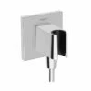 Hansgrohe 26889001 FixFit E 5.12" L X 3.35" H X 4.53" W Wall Outlet With Handshower Holder In Polished Chrome -AF SUPPLY Sales Store 26889001