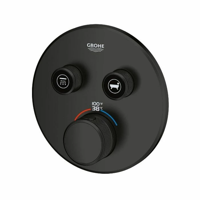 Grohe 291372430 Grohtherm 7.7 GPM Smart Control Dual Function 1-Handle Thermostatic Trim With Control Module In Matte Black (Valve Not Included) (Rough-in Sold Separately) 4 Grohe 291372430 Grohtherm 7.7 GPM Smart Control Dual Function 1-Handle Thermostatic Trim With Control Module In Matte Black (Valve Not Included) (Rough-in Sold Separately) - Image 2