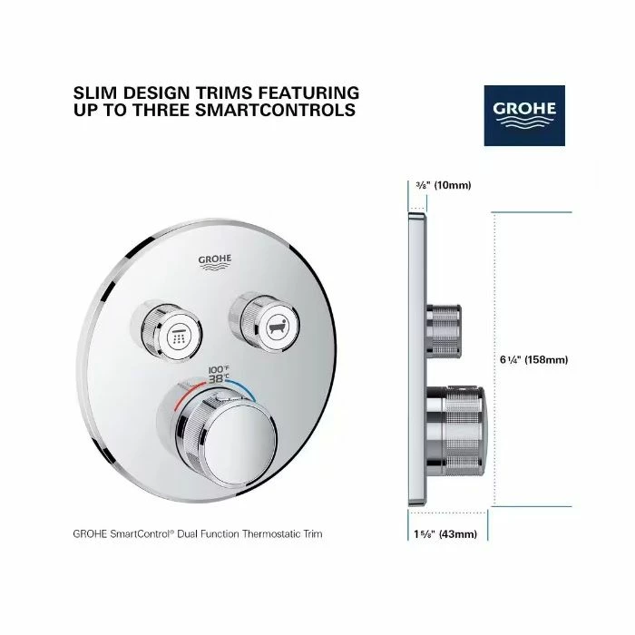 Grohe 291372430 Grohtherm 7.7 GPM Smart Control Dual Function 1-Handle Thermostatic Trim With Control Module In Matte Black (Valve Not Included) (Rough-in Sold Separately) 5 Grohe 291372430 Grohtherm 7.7 GPM Smart Control Dual Function 1-Handle Thermostatic Trim With Control Module In Matte Black (Valve Not Included) (Rough-in Sold Separately) - Image 3