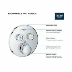 Grohe 291372430 Grohtherm 7.7 GPM Smart Control Dual Function 1-Handle Thermostatic Trim With Control Module In Matte Black (Valve Not Included) (Rough-in Sold Separately) 12 Grohe 291372430 Grohtherm 7.7 GPM Smart Control Dual Function 1-Handle Thermostatic Trim With Control Module In Matte Black (Valve Not Included) (Rough-in Sold Separately) -AF SUPPLY Sales Store 291372430 4