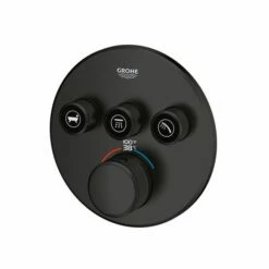 Grohe 291382430 Grohtherm 9.5 GPM Smart Control Triple Function 1-Handle Thermostatic Trim Kit With Control Module In Matte Black (Rough-in Sold Separately) -AF SUPPLY Sales Store 291382430 2