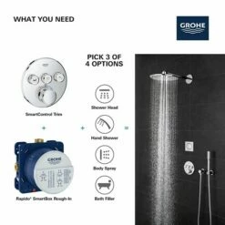 Grohe 29138GN0 Grohtherm Smartcontrol Triple Function Thermostatic Valve Trim In Brushed Cool Sunrise -AF SUPPLY Sales Store 29138gn0 7