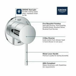 Grohe 292032431 Essence New 3-Way Diverter Trim In Matte Black (Rough-in Sold Separately) -AF SUPPLY Sales Store 292032431 3