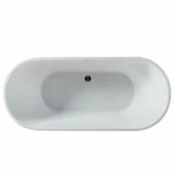 Emory And Bond EB40167 Atlantic Free Standing Bath Tub 67"L X 30"W X 23"H, Acrylic, Glossy, Oval, Center Drain, 70 Gallons