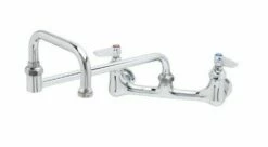 T&S Brass B-0267 Double Pantry Faucet With Wall Mount,8-Inch And 12-Inch Double Joint Swing Nozzle