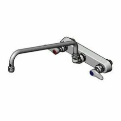 T&S Brass B-2291 Work Board Faucet, Wall Mount, 8" Centers, 14" Swing Nozzle, Aerator, Lever Handles