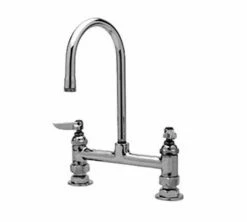 T&S Brass B-0320 Deck Mount Double Pantry Faucet With 8-Inch Centers, Rigid Gooseneck And Lever Handles