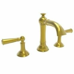 Newport Brass 2410/03N Double Handle Widespread Bathroom Faucet With Metal Lever Handles And 6-7/8" Spo, Polished Brass Uncoated
