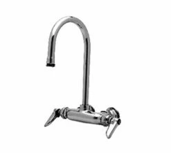 T&S Brass B-0345 Double Pantry Faucet, Wall-Mount, 3-3/8-Inch Centers, Rigid Gooseneck, Lever Handles