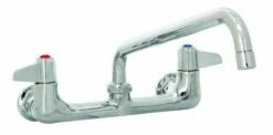 Advance Tabco K-105 T&S Brass 5F-8WLX08 Wall Mount Faucet With 8-Inch Centers And 8-Inch Swing Nozzle