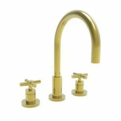 Newport Brass 990/01 East Linear Double Handle Widespread Lavatory Faucet With Metal Cross Handles (L, Forever Brass