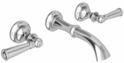 Newport Brass 3-2451/01 3-2451 Double Handle Wall Mounted Bathroom Faucet With Metal Lever, Forever Brass (PVD)