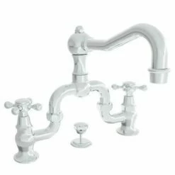 Newport Brass 930B/15 930B Chesterfield Double Handle Widespread Lavatory Faucet With Me, Polished Nickel