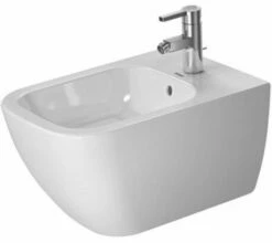 Duravit 2258150000 Happy D.2 Bidet Wall Mounted With Overflow, With Tap Platform, Overflow Clip In Chrome