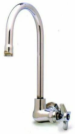 T&S Brass B-0310 Single Pantry Faucet, Wall Mount, Rigid Gooseneck, Four-Arm Handle, 1/2-Inch Npt Female Inlet