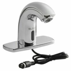 Sloan 3362102 Optima SF2150-4 Deck Mounted Sensor Faucet With 4-1/2" Spout, 4" Trim Plate, And 0.5 GPM Multi-Laminar Spray Device In Polished Chrome