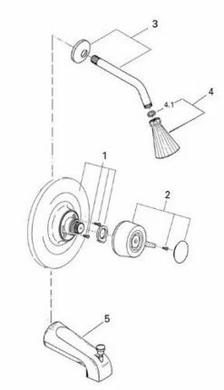 Grohe 35231R Pressure Balance Trim Tub And Shower In Polished Brass