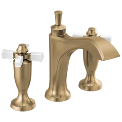 Delta 3557-GSMPU-DST Dorval Two Handle Widespread Bathroom Faucet In Champagne Bronze/Porcelain