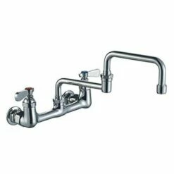 Whitehaus WHFS9814-008DJ-C Heavy Duty Wall Mount Utility Faucet With Double Jointed Retractable Swing Spout And Lever Handles - Polished Chrome