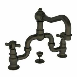 Newport Brass 1000B/07 1000B Fairfield Widespread Bathroom Bridge Faucet With Metal Cross, English Bronze