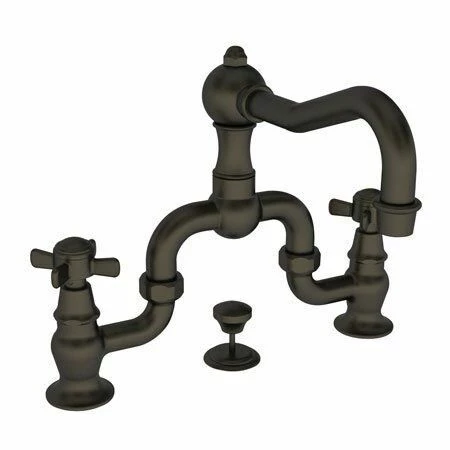 Newport Brass 1000B/07 1000B Fairfield Widespread Bathroom Bridge Faucet With Metal Cross, English Bronze 3 Newport Brass 1000B/07 1000B Fairfield Widespread Bathroom Bridge Faucet With Metal Cross, English Bronze