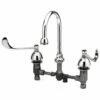 T&S Brass B-0867-04 Concealed Body 8-Inch Centers Medical Faucet With 4-Inch Wrist Handles Rigid Gooseneck Aerator
