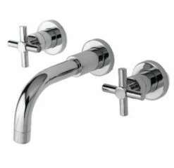 Newport Brass 3-991/10 NB3-991-10 East Linear Satin Bronze Wall Mount Lavatory Faucet Only, Cross Handles