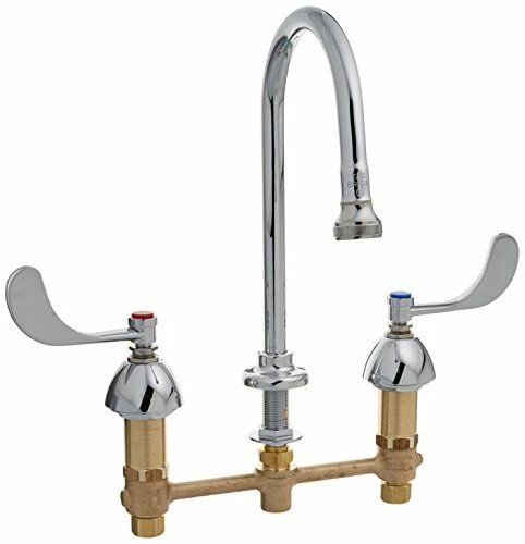 T&S Brass B-2865-04 Deck Mount 8-Inch Centers Rigid Gooseneck Medical Faucet With Rose Spray 4-Inch Wrist Handles 3 T&S Brass B-2865-04 Deck Mount 8-Inch Centers Rigid Gooseneck Medical Faucet With Rose Spray 4-Inch Wrist Handles