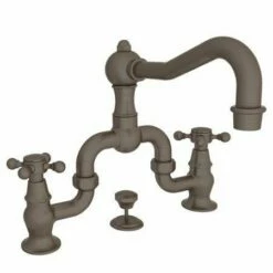 Newport Brass 930B/ORB Chesterfield Double Handle Widespread Lavatory Faucet With Metal Cross Handles (, Hand Relieved Oil Rubbed Bronze